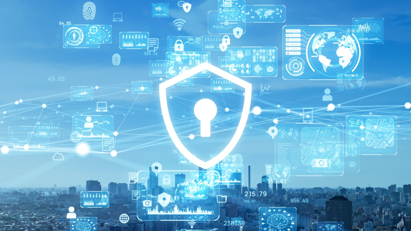 Cyber security concept. Encryption. Data protection. Anti virus software. Communication network.