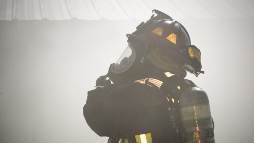 Firefighter in smoke