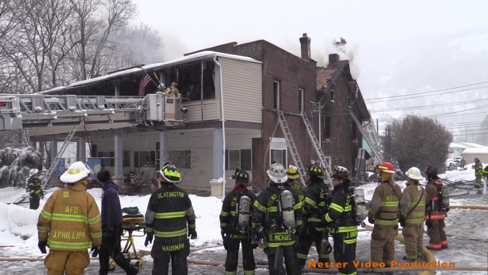 Master Stream Fire Video shows master stream create mayday at Pa. fire