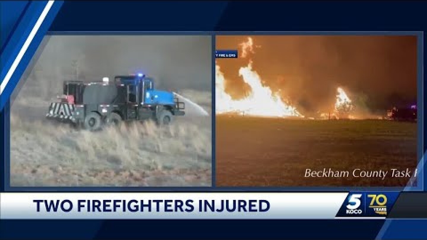 Okla. firefighters burned after wind shifts during wildfire