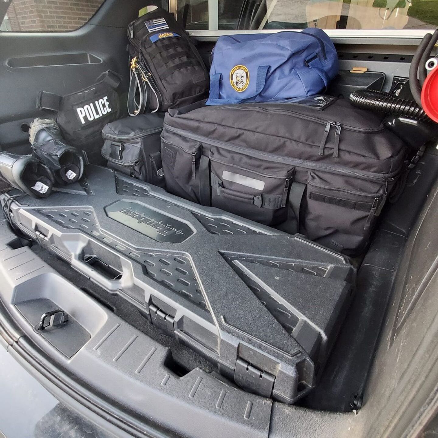 Rural cops equipment in car