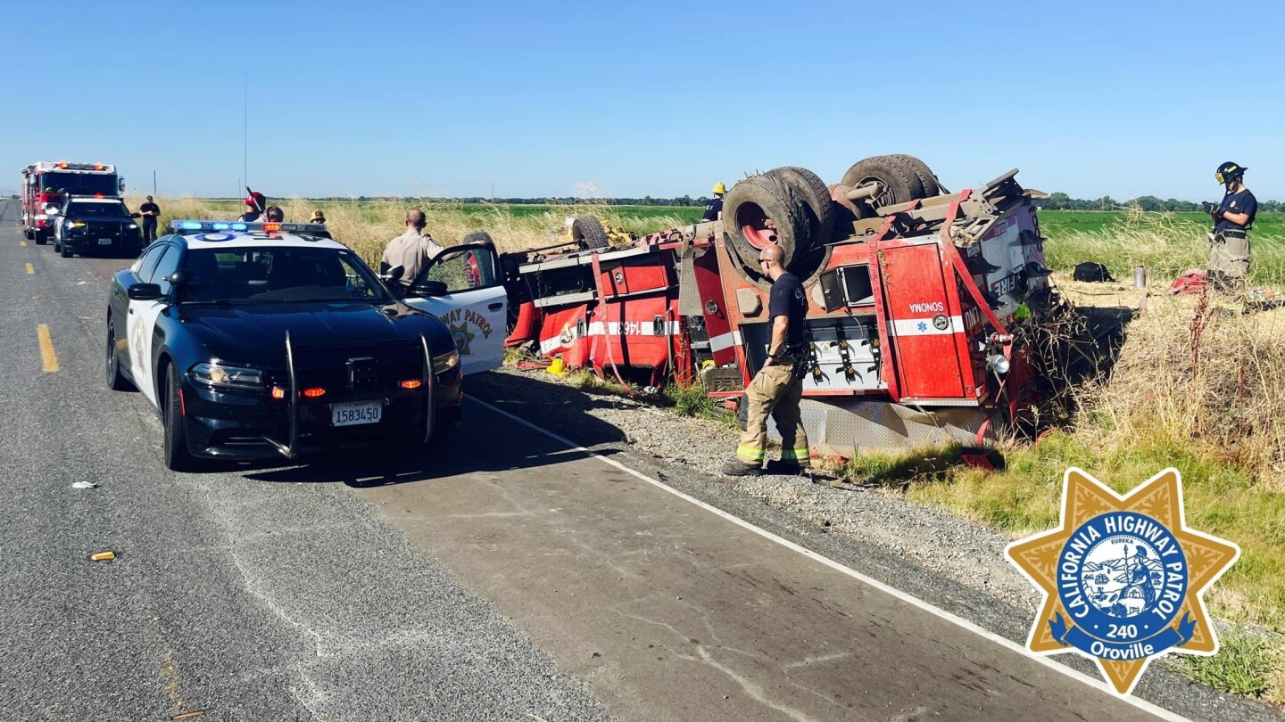 CAL FIRE truck overturns
