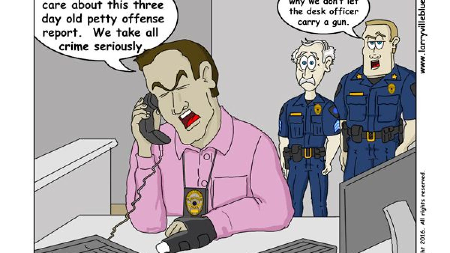 Library Police Comic Larryville Blue Police Comic: Desk Jockey