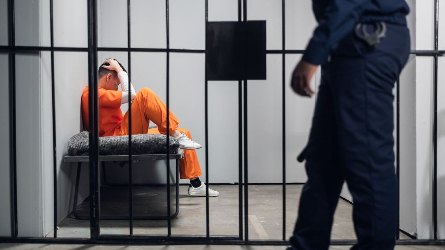 Inmate in cell