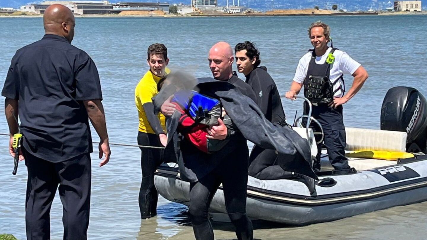 Bay Rescue Rescuer swims over half a mile to rescue family stranded in San ...