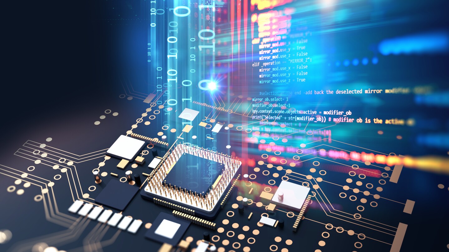 3d rendering  of futuristic blue circuit board