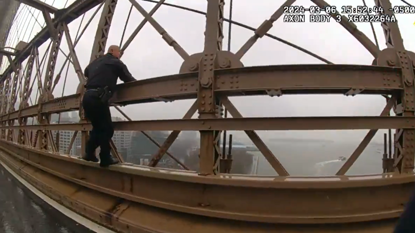 Video: NYPD officers rescue woman preparing to jump from bridge