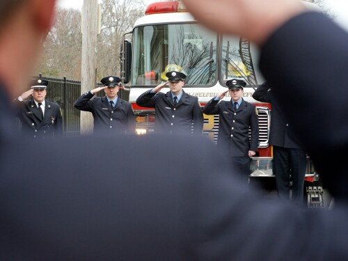 Final salute for female firefighter of Philalphia Fire Dept.