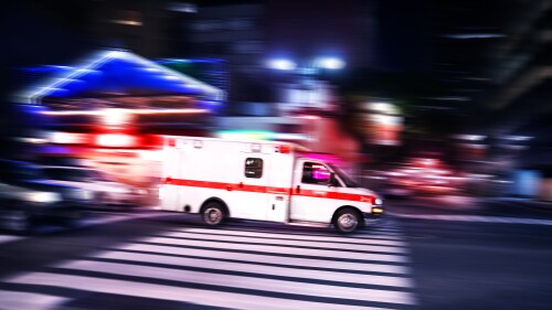 Ambulance speeding at night in New York City