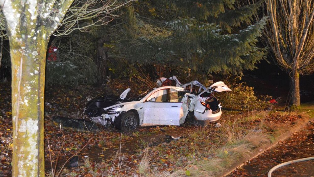 car crash tesla