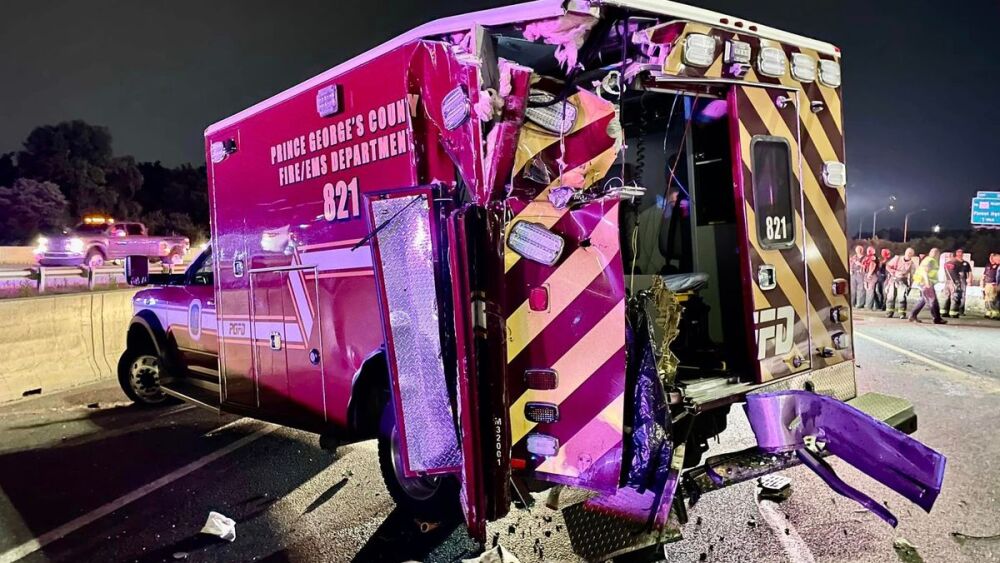 Md. FFs injured when ambulance struck by tractortrailer