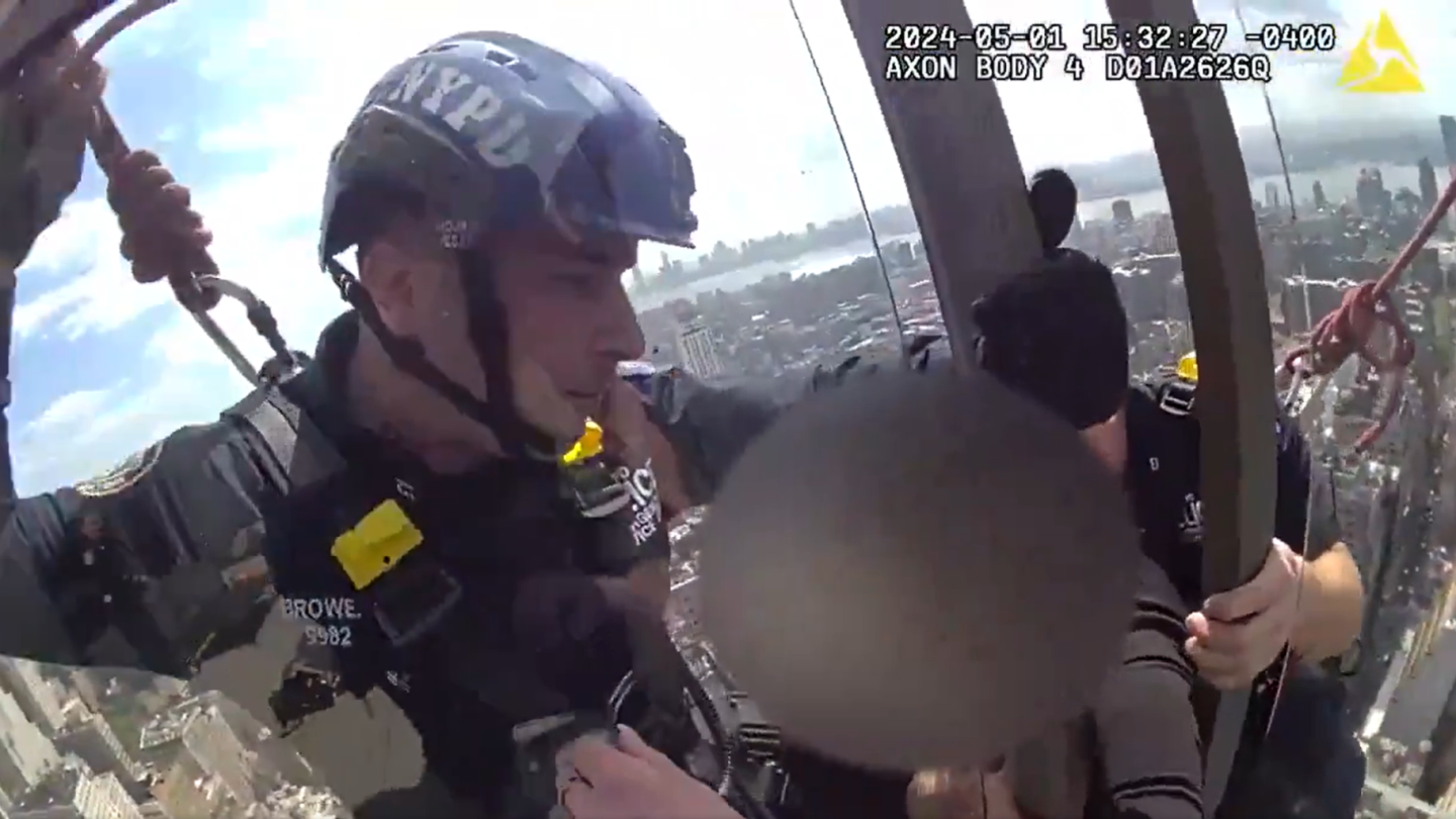 Video: NYPD conducts rescue operation of distraught woman standing on ledge 54 stories up