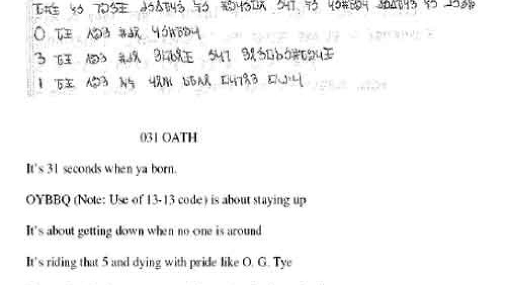 Gang Code Cipher Gang codes within a code