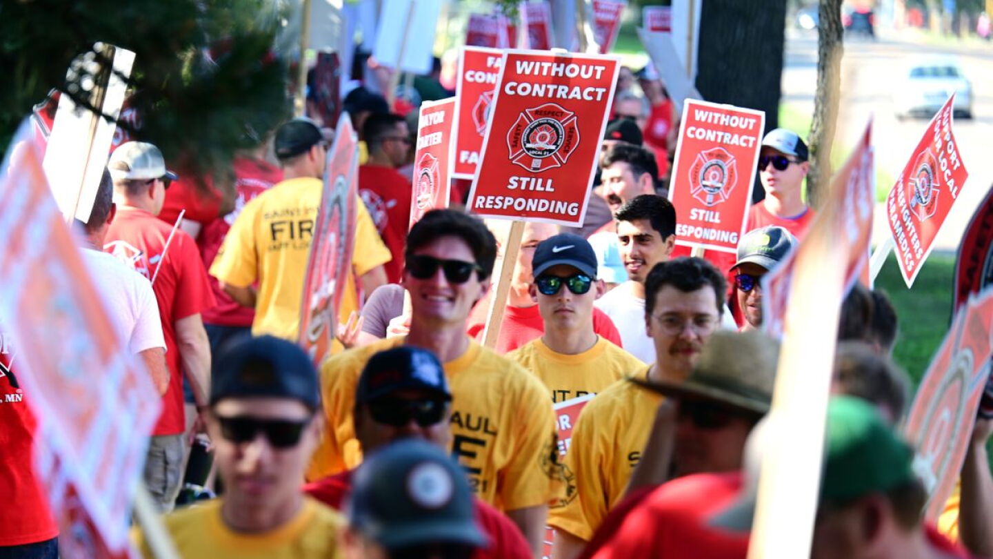 Overworked Picketer 'Understaffed. Overworked': Minn. firefighters picket over lack of contract