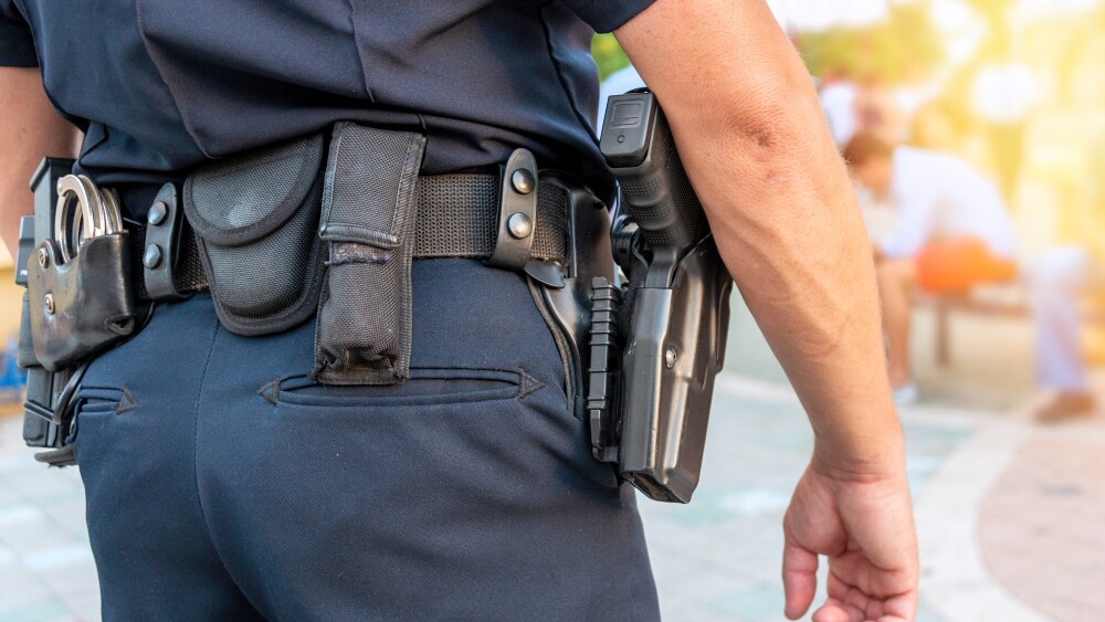 Law enforcement officer watching the streets