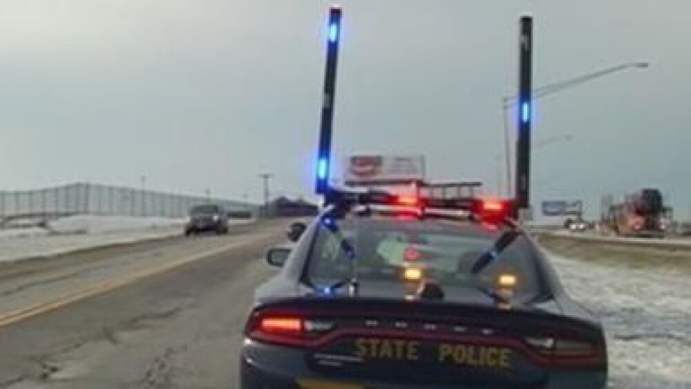 Cop Rear Yellow Bar NY State Police testing new vertical light bars on vehicles