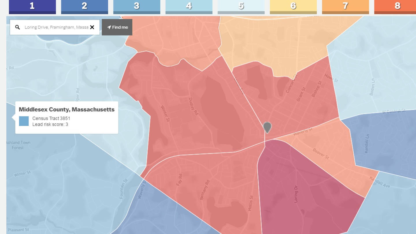 Leaden Roding Map Lead paint risk map based on national data