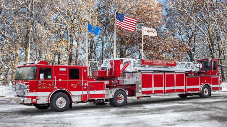 Lodi Fire Department unveils $2M Pierce Ascendant 107-foot tiller