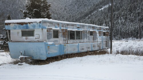Abandoned Trailer Home with Snow