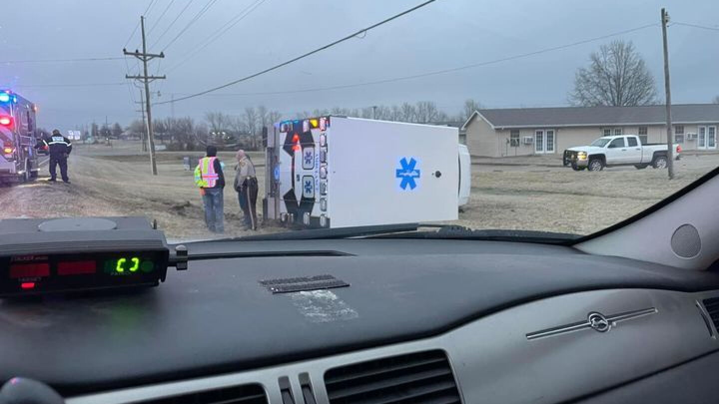 Service Rig Crash 2 Mo. EMS providers hurt after rig slides off icy highway, flips