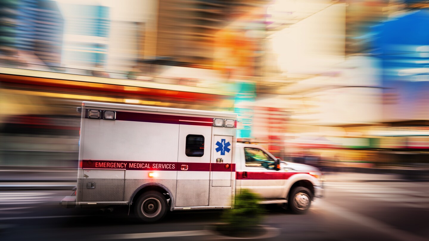 Ambulance speeding in Manhattan, New York