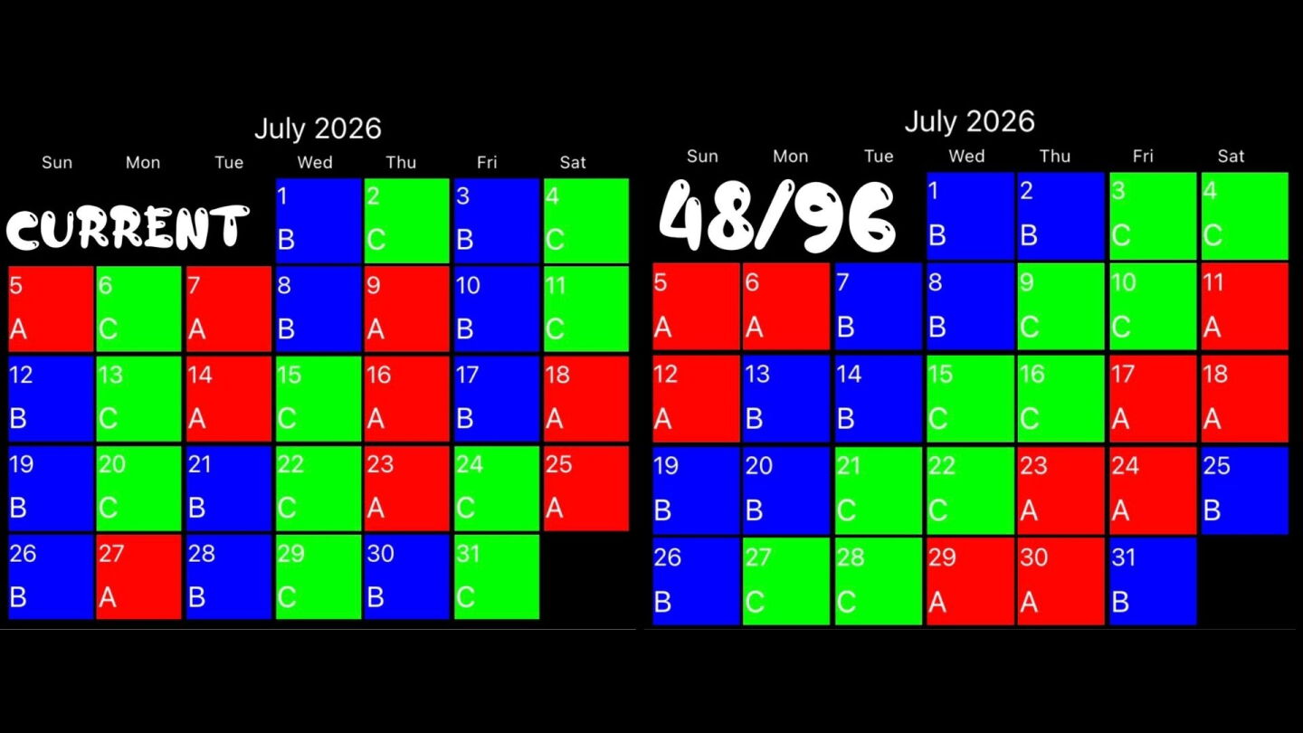 B 96 Carmel Fire Department to pilot 48/96 firefighter shift schedule to ...