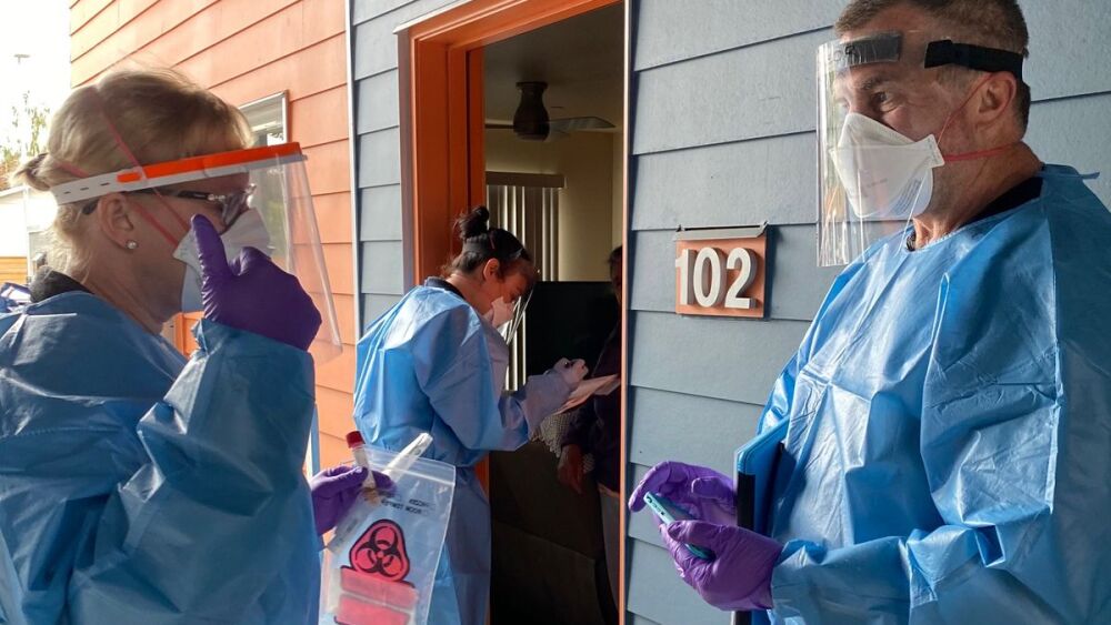 american ambulance association paramedics at home stock image treat in place