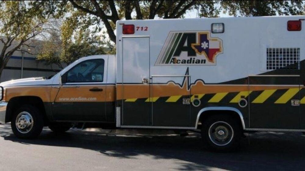acadian ambulance rig texas mct stock image bastrop county